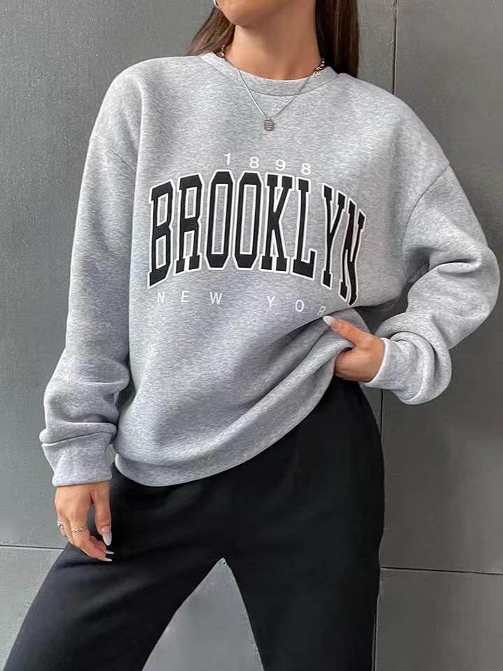 Women's Sweater Suit Hoodie Two-piece Pullover Letter Print 1898 New York Brooklyn - MYLUXURY LANE ENTERPRISE