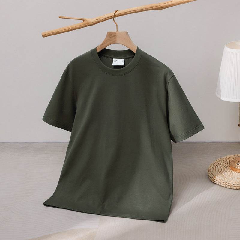 240 Cotton Short Sleeve Double Yarn Heavy T Men And Women Loose Round Neck - MYLUXURY LANE ENTERPRISE