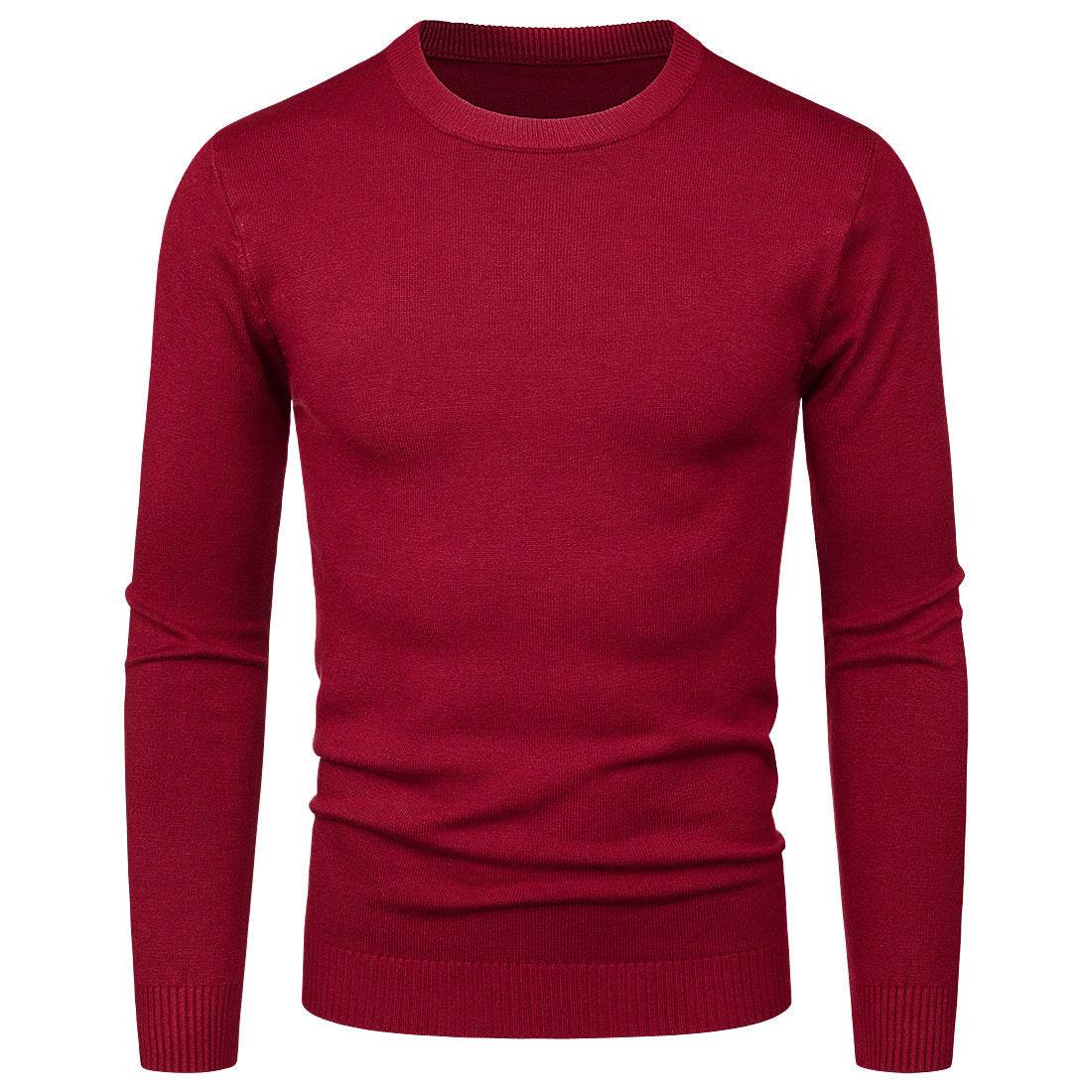 Men's Round Neck Sweater Solid Color Simple Free Size Long Sleeve Sweater - MYLUXURY LANE ENTERPRISE