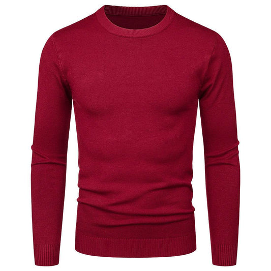 Men's Round Neck Sweater Solid Color Simple Free Size Long Sleeve Sweater - MYLUXURY LANE ENTERPRISE