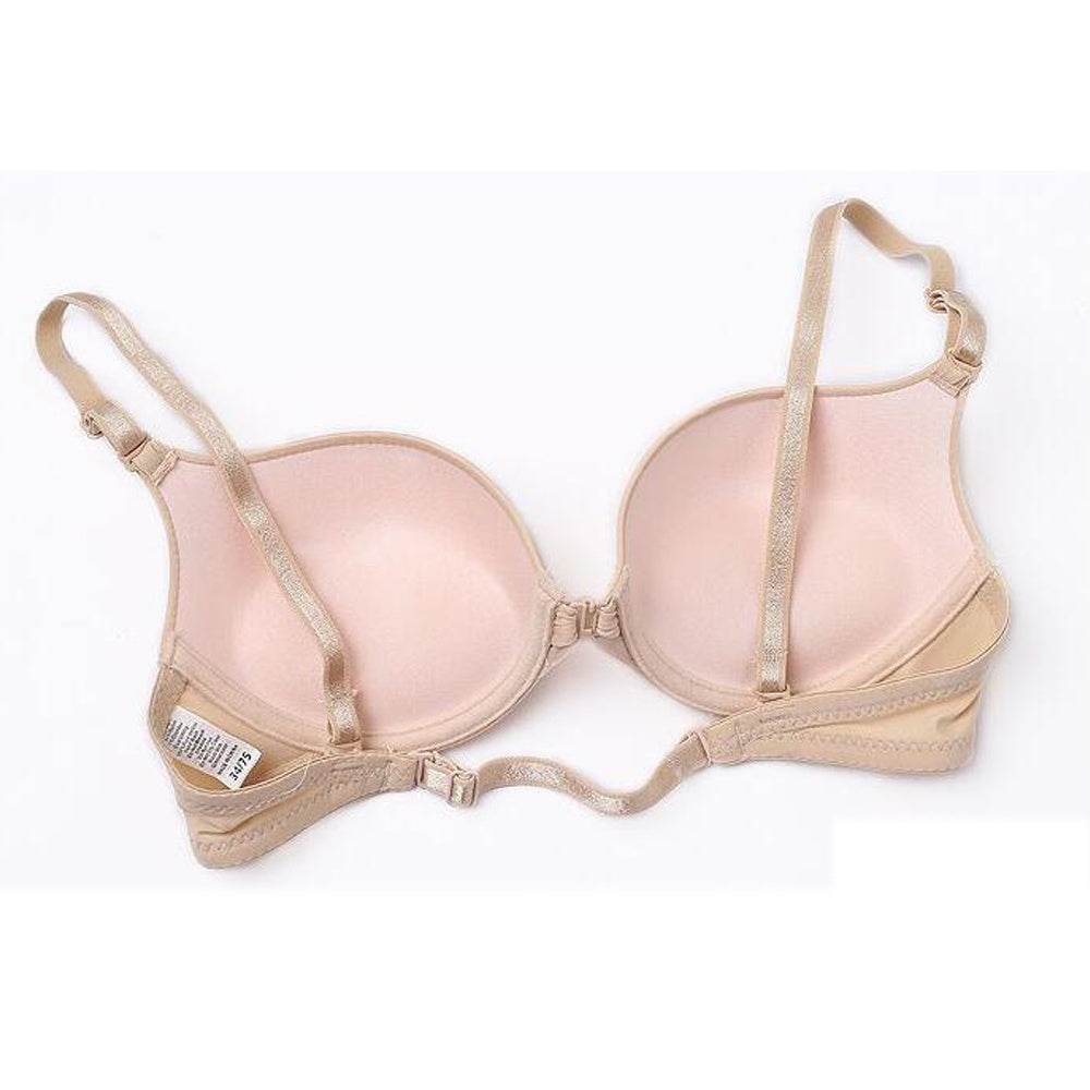 Breathable Front Closure Bra Women's One-strap Solid Color Beauty Back Bra Glossy Small Chest Seamless Underwear - MYLUXURY LANE ENTERPRISE