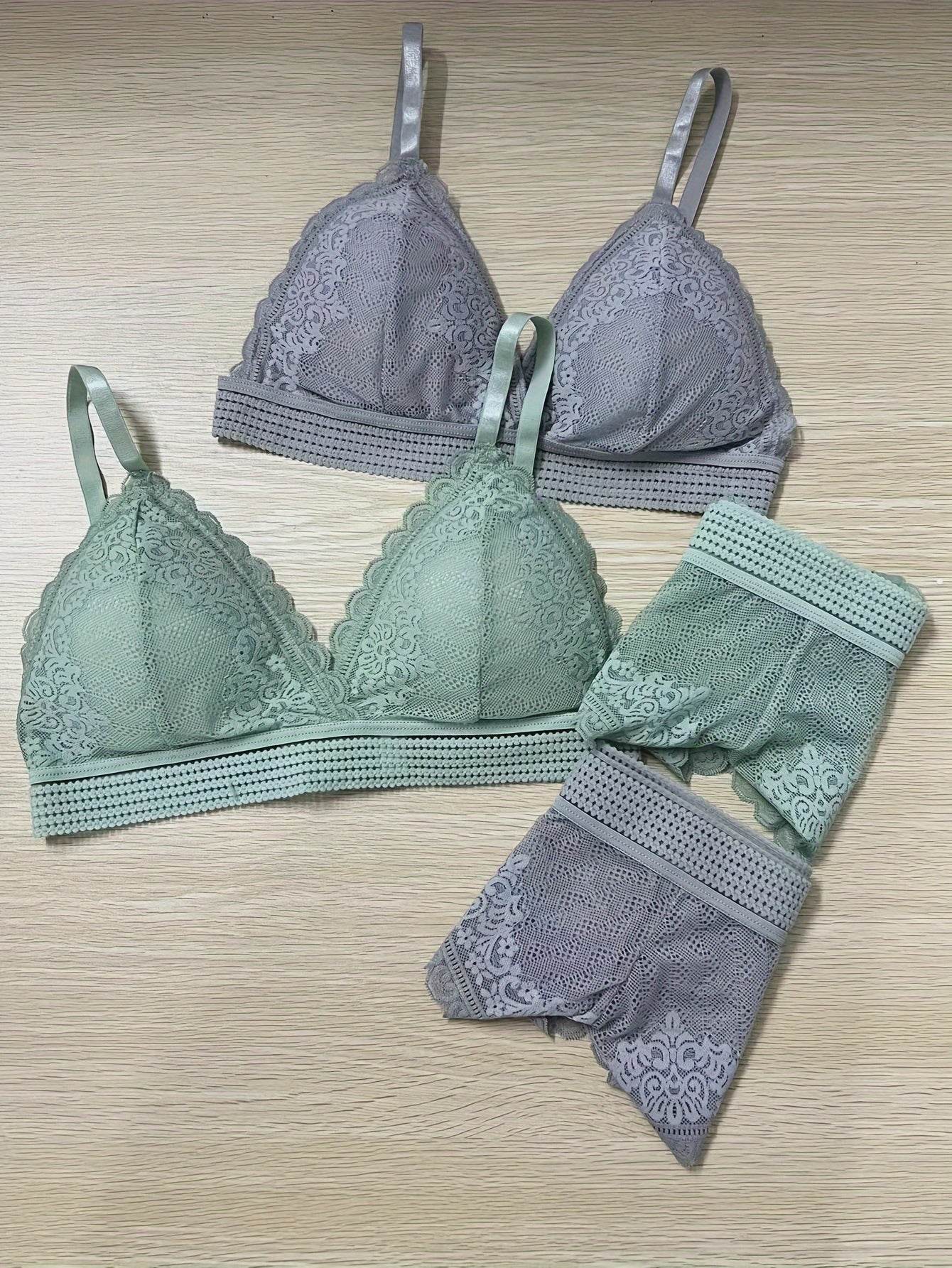 2 Sets of Sultry Lace Lingerie - Women's Sexy Cami Bra & Panties Set, Comfortable Underwear for Ladies - Soft, Breathable, and Elegant Sleepwear - MYLUXURY LANE ENTERPRISE
