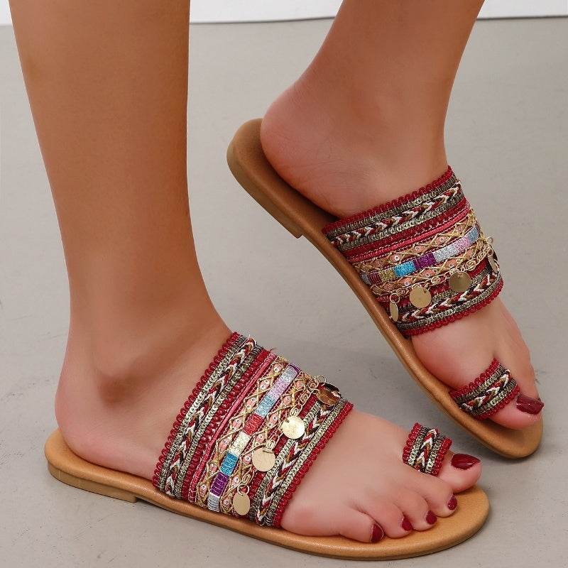 Women's Flat Sandals Bohemian Toe Covering - MYLUXURY LANE ENTERPRISE