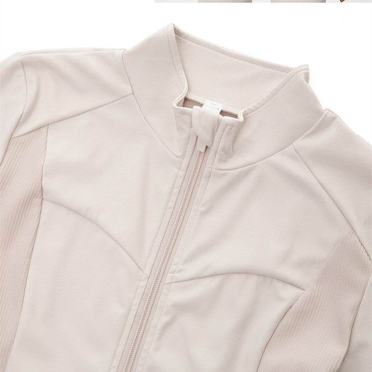 Two Piece Nude Yoga Suit Jacket Pants - MYLUXURY LANE ENTERPRISE