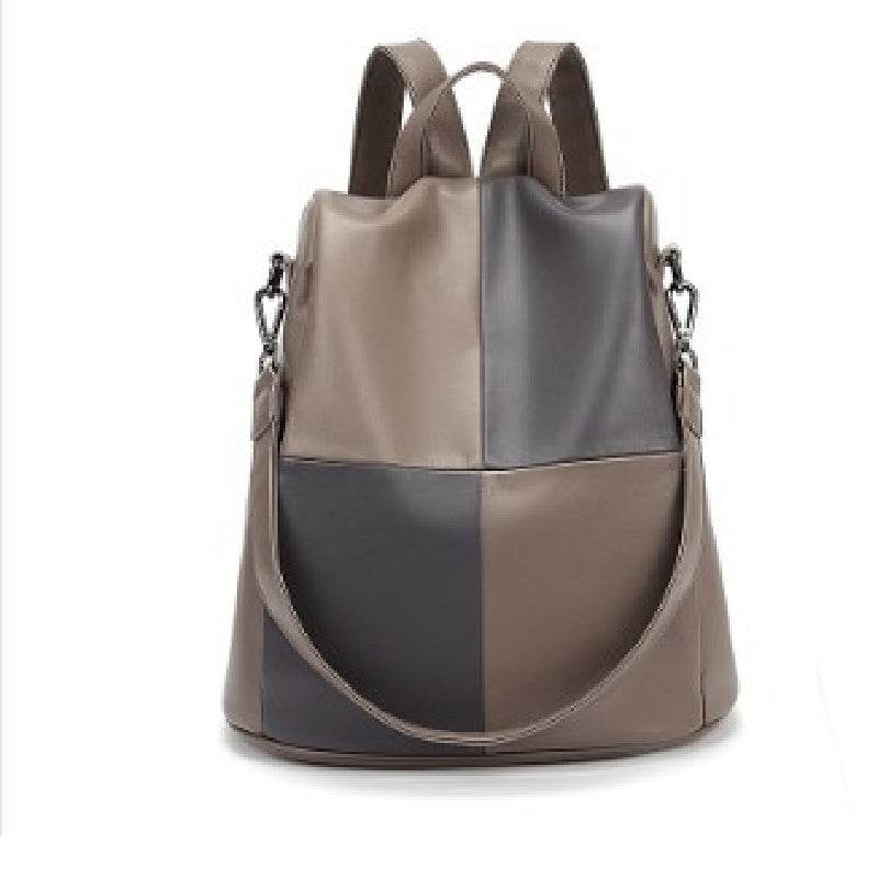 Fashion Stitching Contrast Color Soft Leather Backpack - MYLUXURY LANE ENTERPRISE