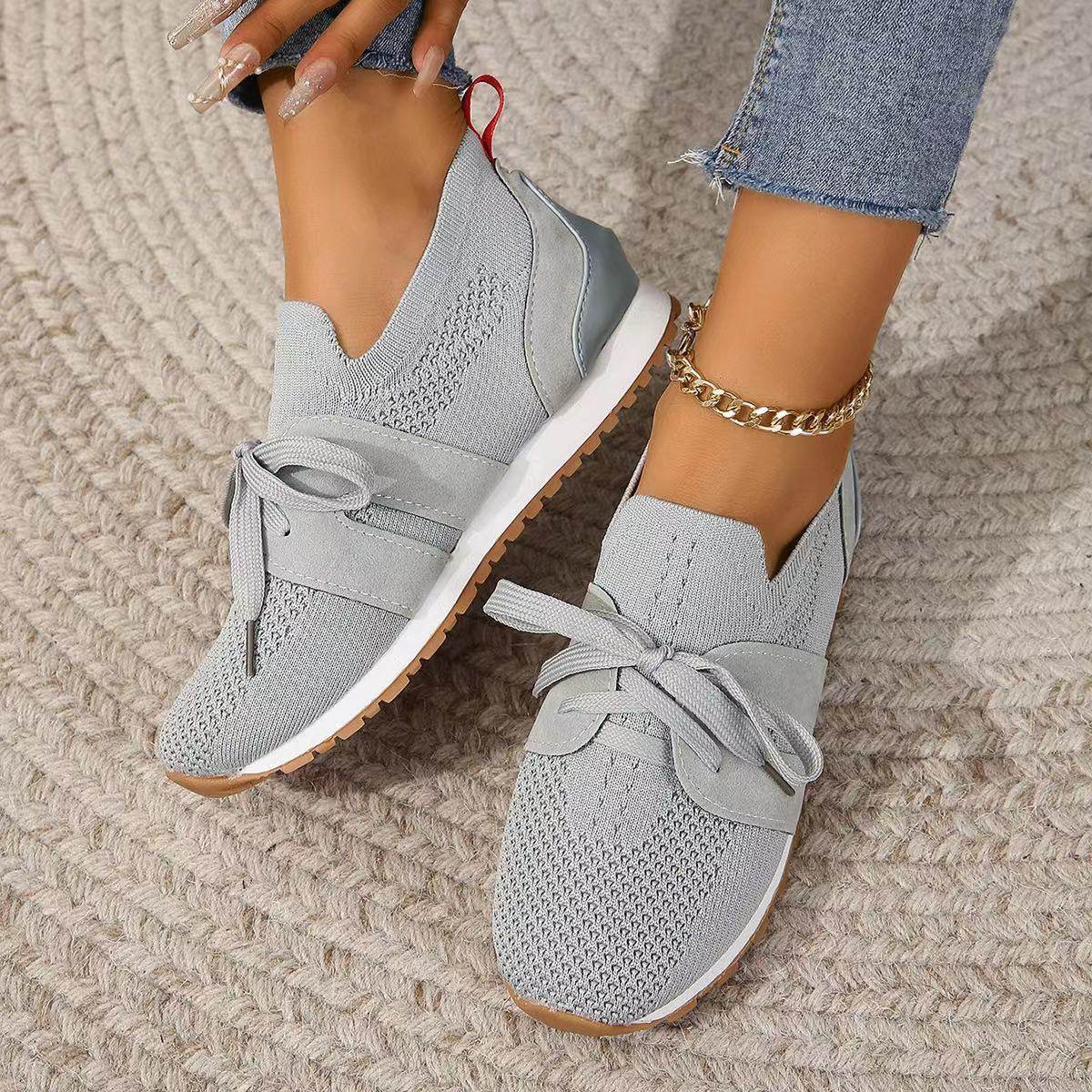Women's Comfortable Fly Woven Mesh Lace-up Casual Shoes - MYLUXURY LANE ENTERPRISE