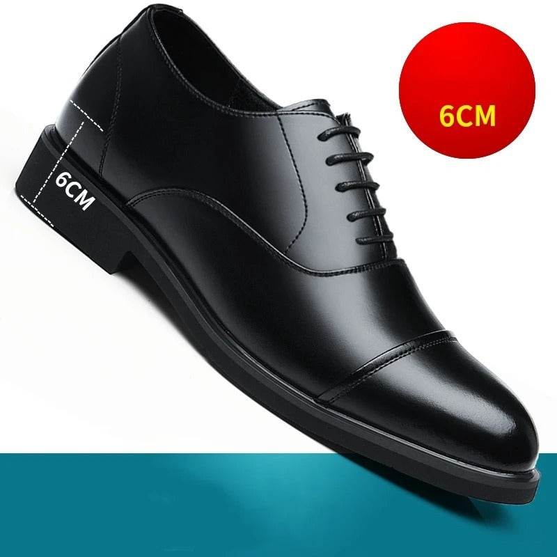 Leather Shoes Men's Height Increasing Insole Pointed Toe Wedding Shoes - MYLUXURY LANE ENTERPRISE