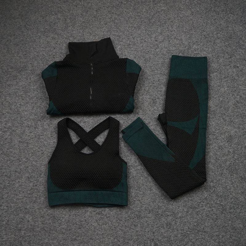 Three-piece Stretch Fitness Pants Sports Yoga Suit - MYLUXURY LANE ENTERPRISE