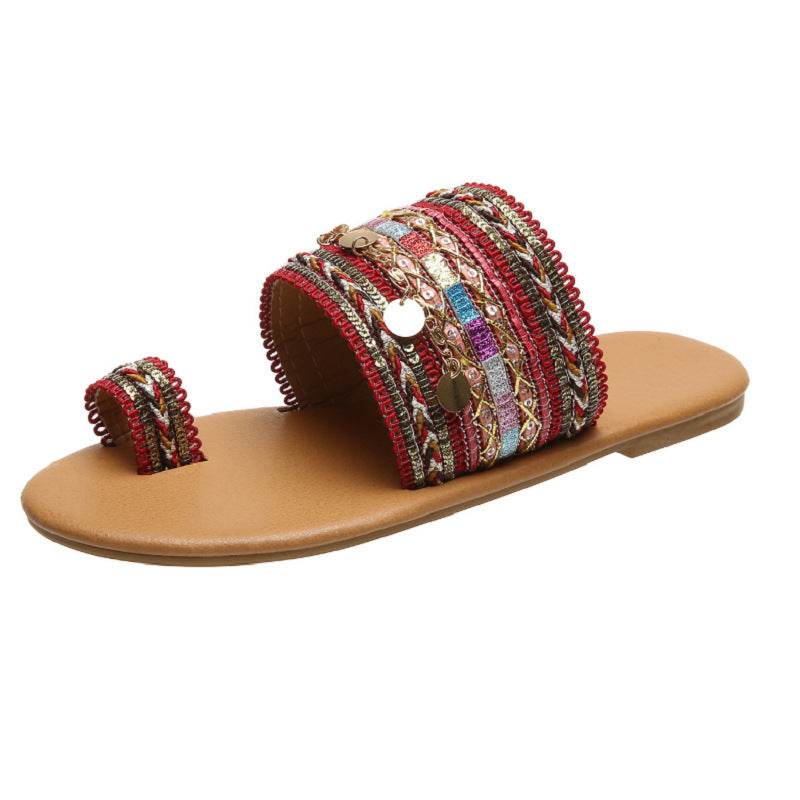Women's Flat Sandals Bohemian Toe Covering - MYLUXURY LANE ENTERPRISE