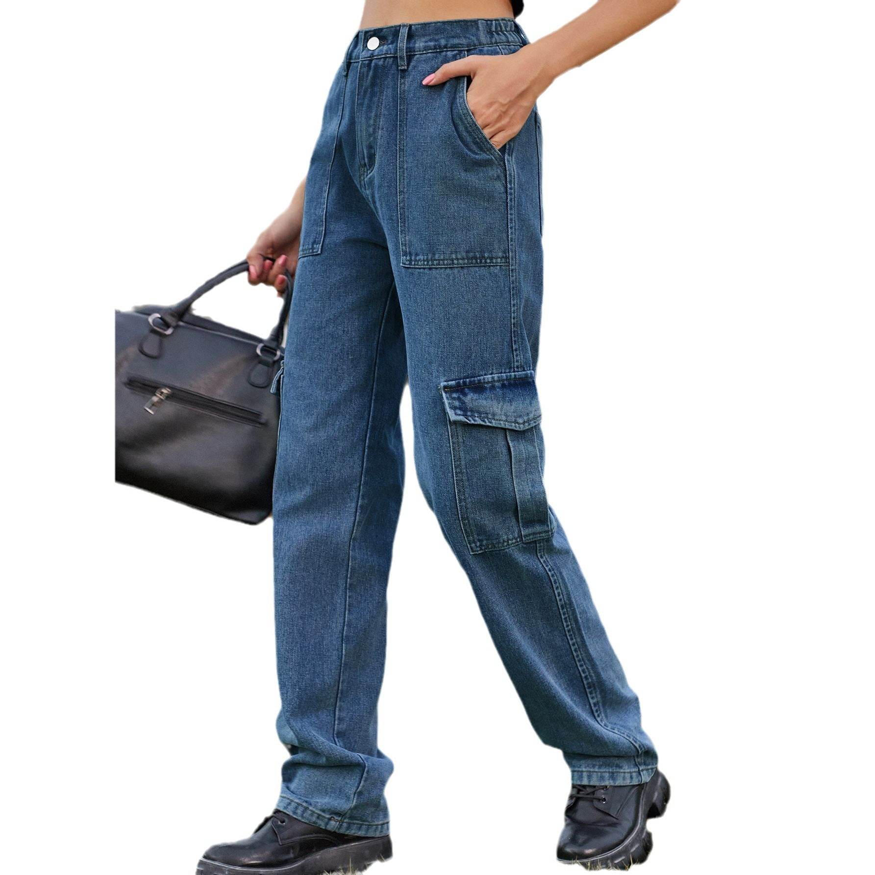 Retro Washed Half Elastic Design Jeans For Women - MYLUXURY LANE ENTERPRISE