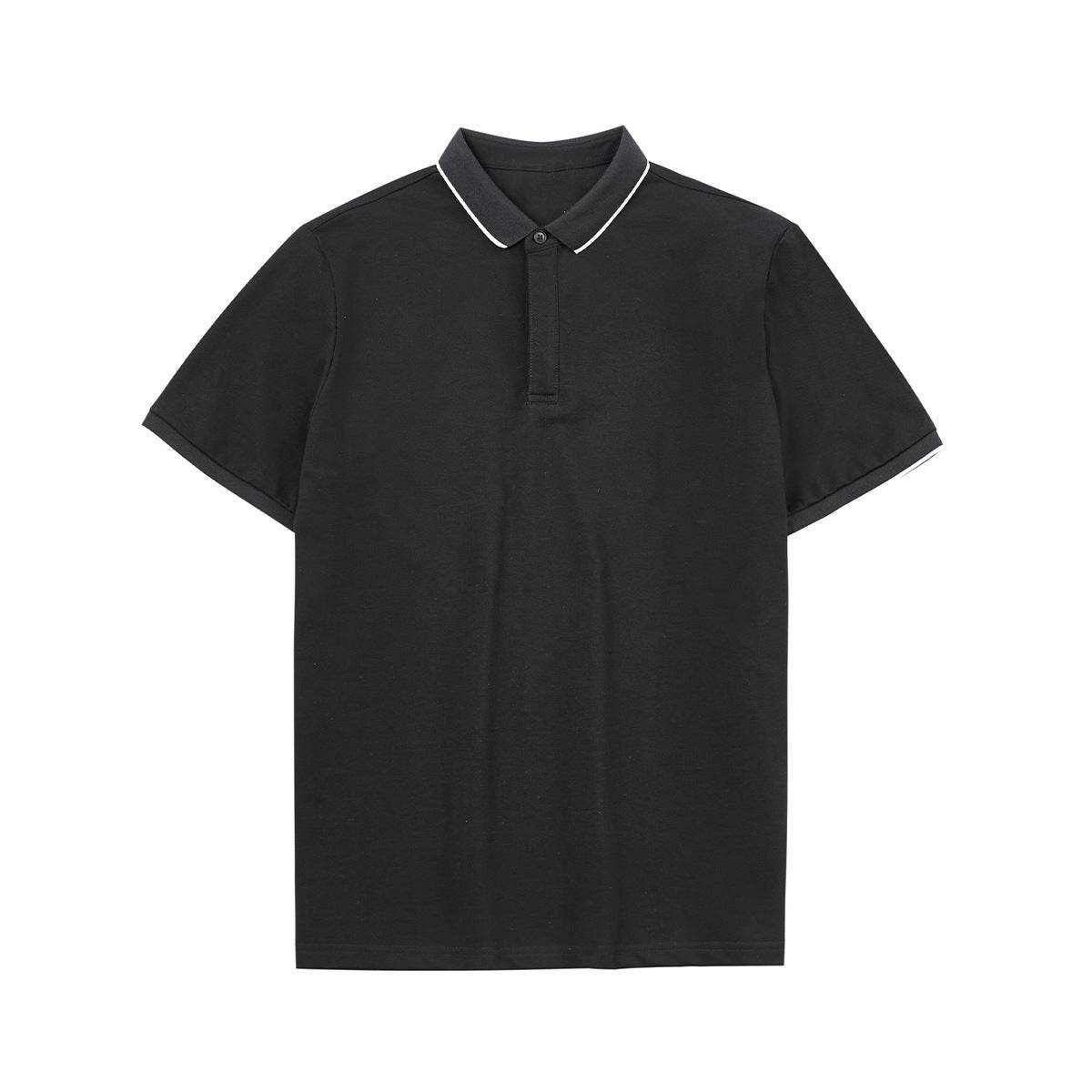 Simple Short-sleeved Polo Shirt Striped Contrast Color Lapels - MYLUXURY LANE ENTERPRISE