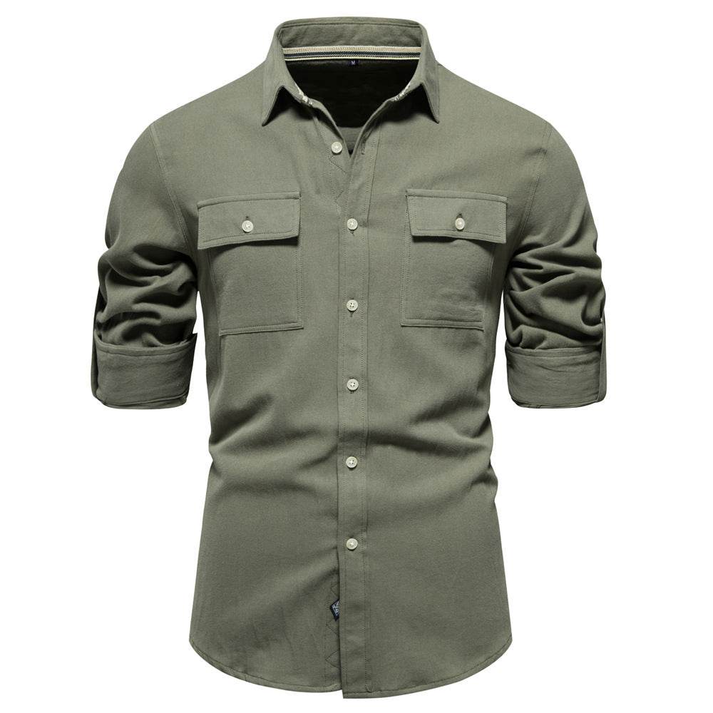 Business Pure Color European Size Long Sleeve Shirt - MYLUXURY LANE ENTERPRISE