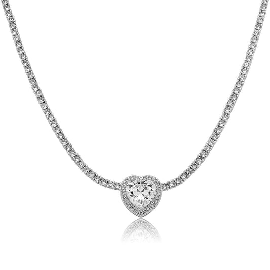 Trendy Heart-shaped Gem Pendant 3mm Micro Zircon-laid Necklace - MYLUXURY LANE ENTERPRISE