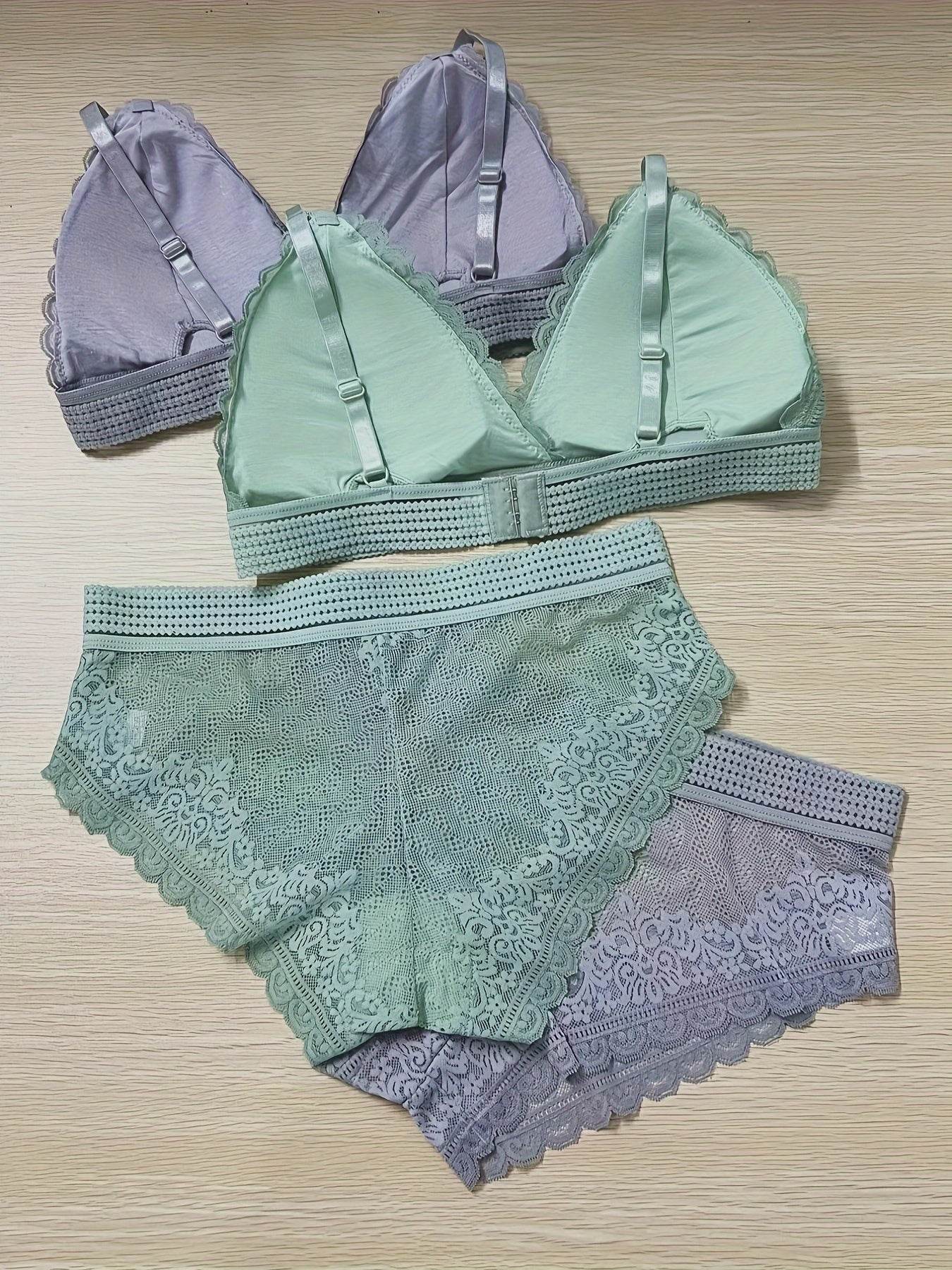 2 Sets of Sultry Lace Lingerie - Women's Sexy Cami Bra & Panties Set, Comfortable Underwear for Ladies - Soft, Breathable, and Elegant Sleepwear - MYLUXURY LANE ENTERPRISE
