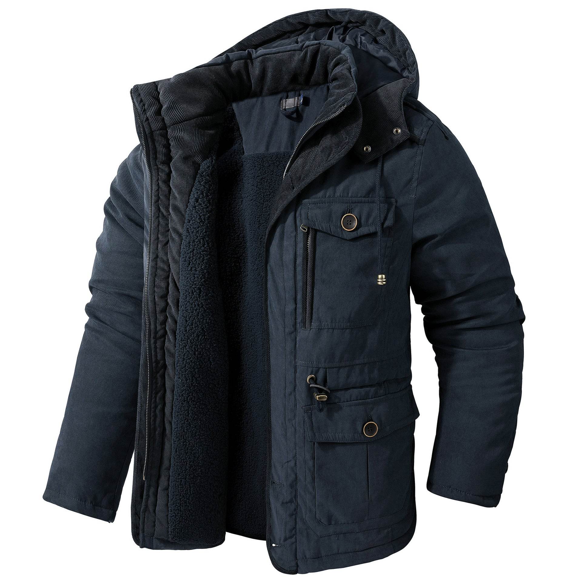 Men's Plus Size Lambswool Hooded Cotton Jacket - MYLUXURY LANE ENTERPRISE
