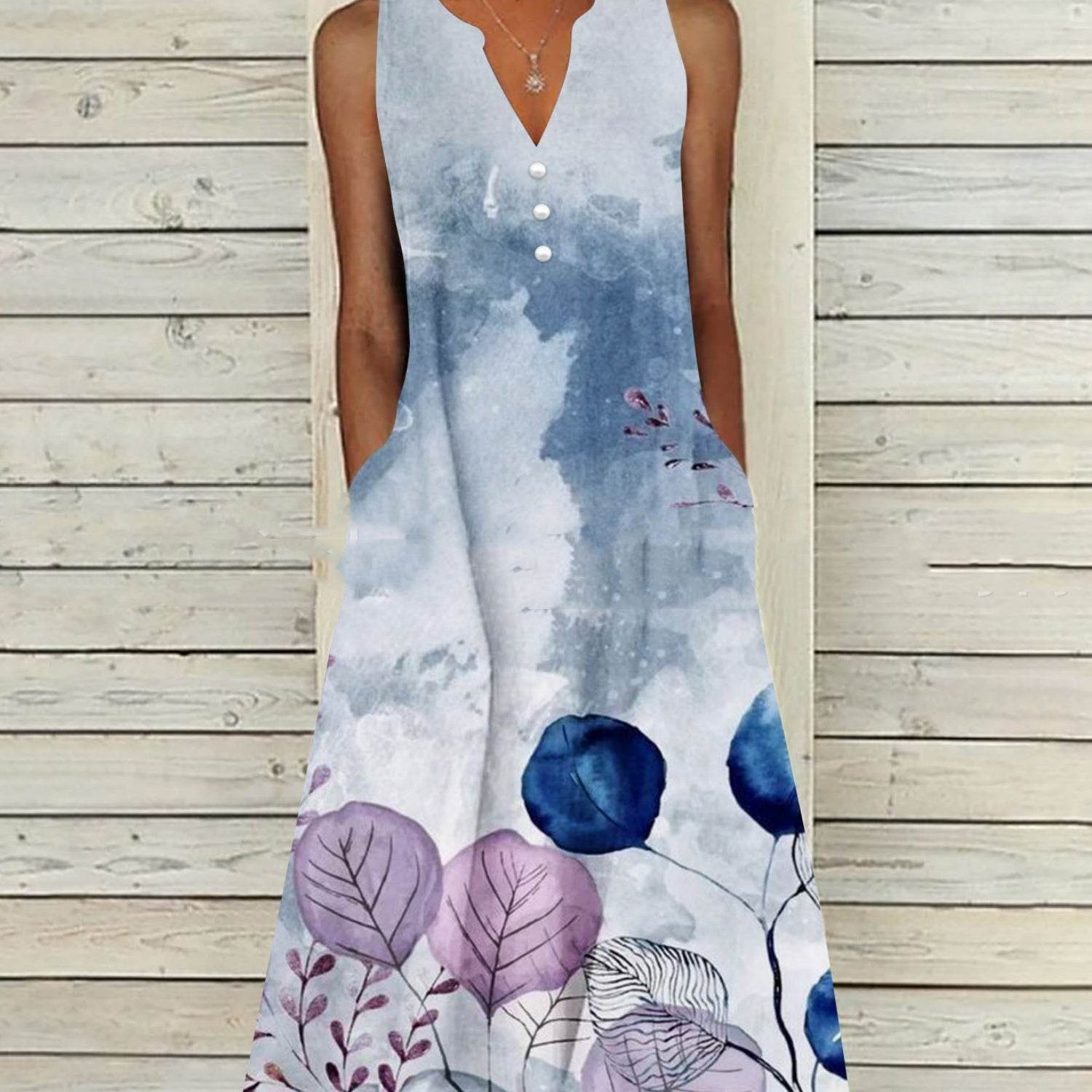 Ladies Sleeveless Printed Long Dress - MYLUXURY LANE ENTERPRISE