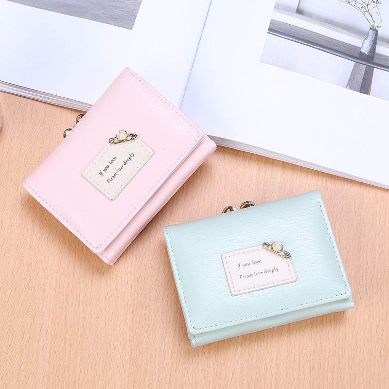 Ladies Simple Leather Short Folding Wallet - MYLUXURY LANE ENTERPRISE