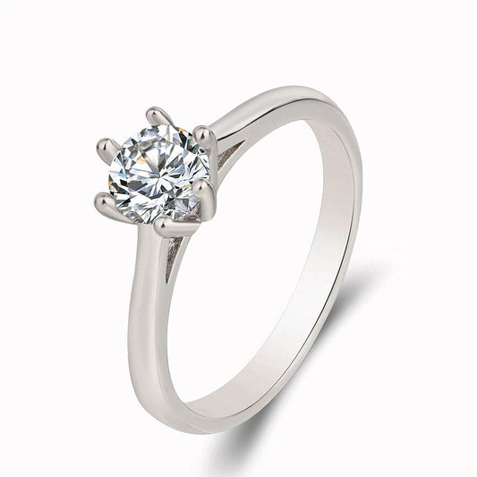 Female Six-claw Crystal Zircon Simple Ring - MYLUXURY LANE ENTERPRISE