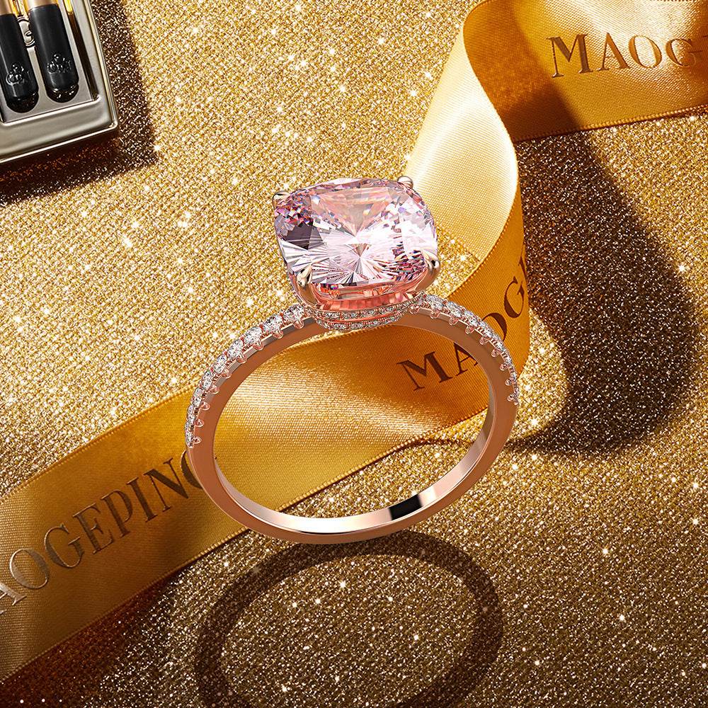 High Carbon Diamond Fat Square Ring Diamond Simulation Diamond Ring Wedding - MYLUXURY LANE ENTERPRISE