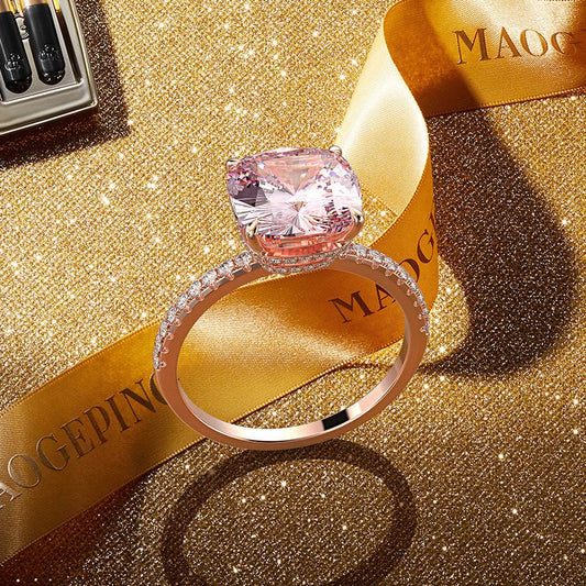 High Carbon Diamond Fat Square Ring Diamond Simulation Diamond Ring Wedding - MYLUXURY LANE ENTERPRISE