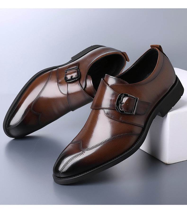 Casual Men's Buckle Color-changing Embroidered Leather Shoes - MYLUXURY LANE ENTERPRISE