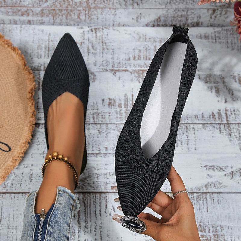 Plus Size Solid Color Pointed Flat Soft Sole Thin Shoes - MYLUXURY LANE ENTERPRISE
