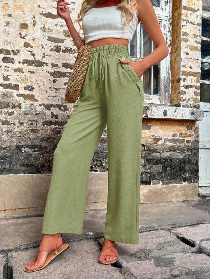 Casual Elastic High Waist Loose Trousers - MYLUXURY LANE ENTERPRISE