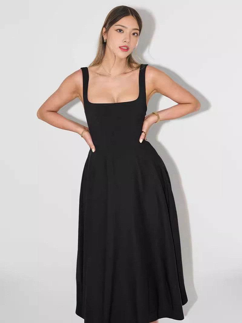 French Square Collar Spaghetti Straps Sleeveless Dress - MYLUXURY LANE ENTERPRISE