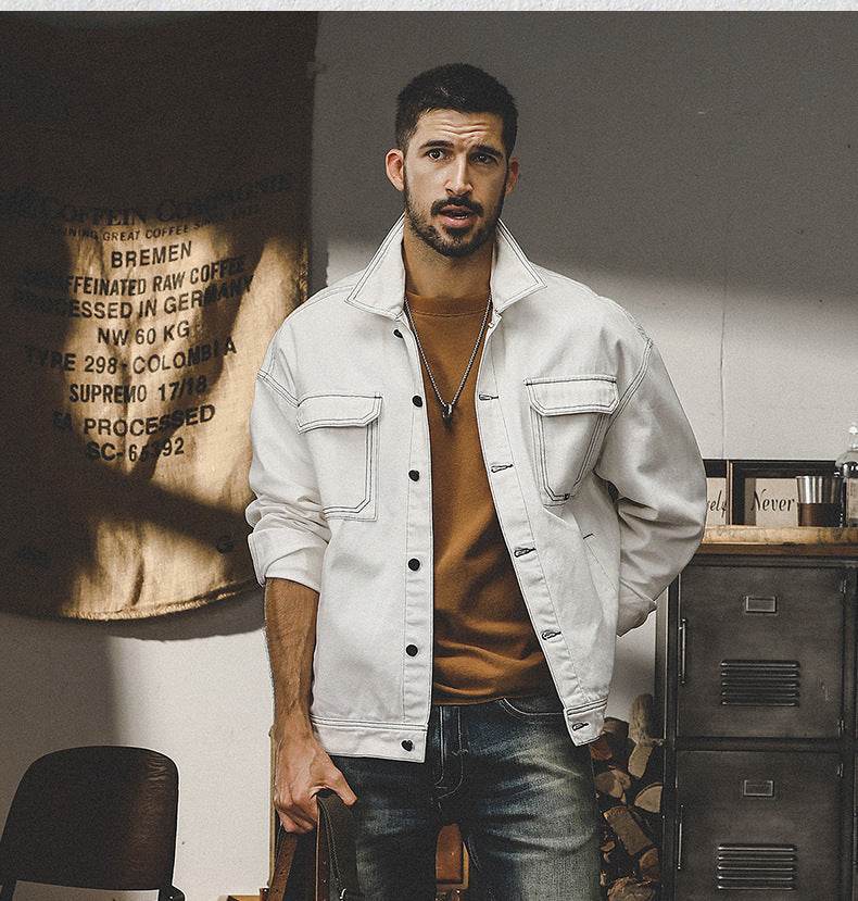 Denim Coat Men's Autumn American Simple All-matching - MYLUXURY LANE ENTERPRISE