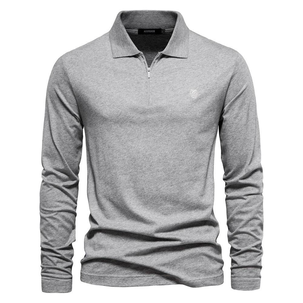 Men's Fashion Casual Solid Color Zipper And Lapel Cotton Top - MYLUXURY LANE ENTERPRISE