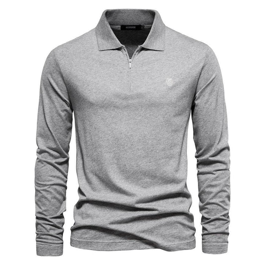 Men's Fashion Casual Solid Color Zipper And Lapel Cotton Top - MYLUXURY LANE ENTERPRISE