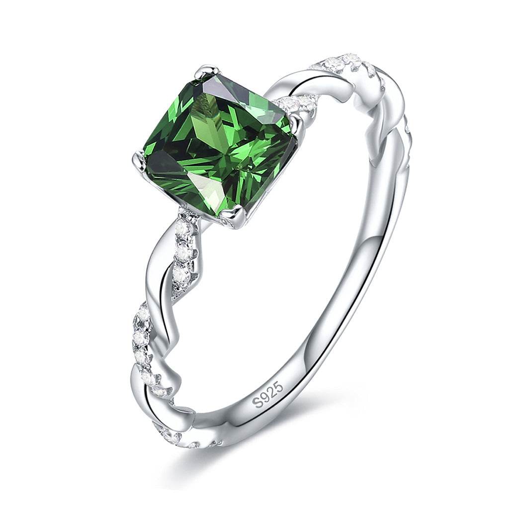 925 Sterling Silver Ring Main Stone Green Zirconium - MYLUXURY LANE ENTERPRISE