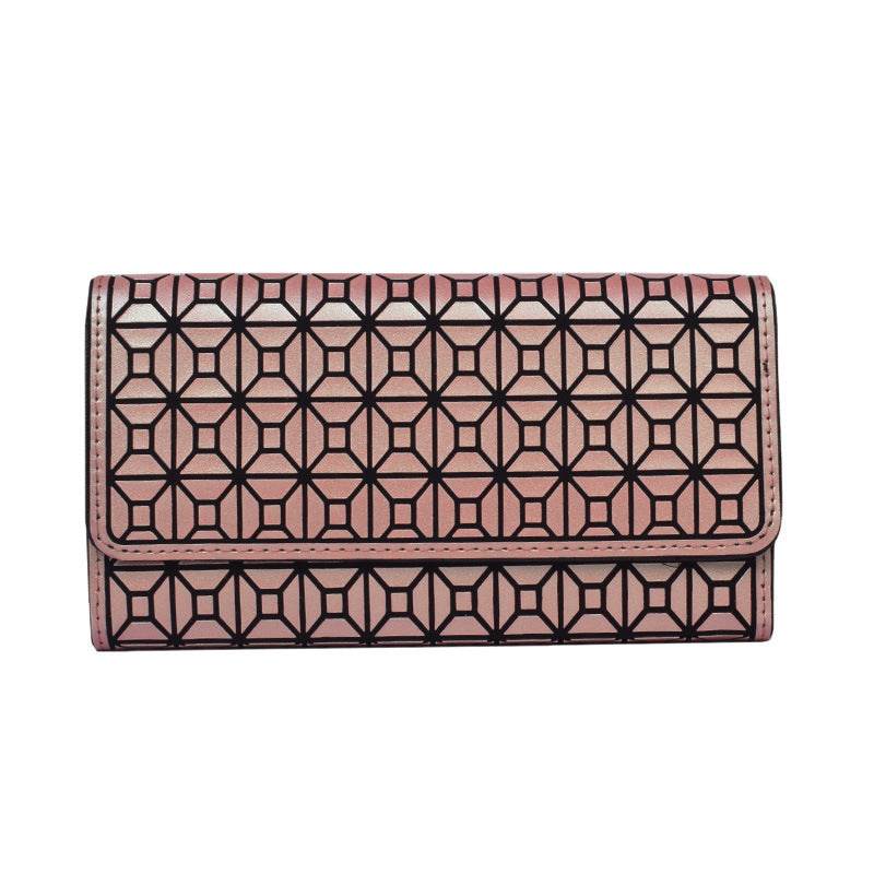 Geometric Rhombus Silicone Long Tri-fold Mobile Phone Wallet - MYLUXURY LANE ENTERPRISE