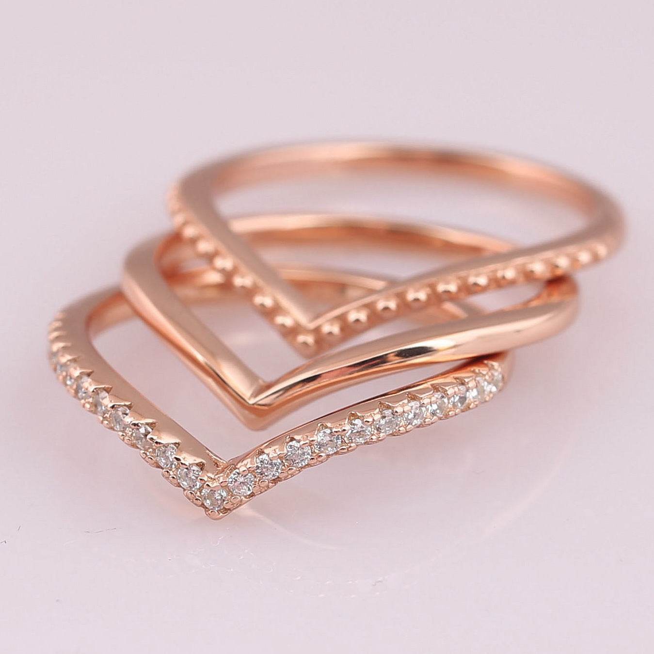 S925 Silver Bracelet Rose Gold V-shaped Ring - MYLUXURY LANE ENTERPRISE