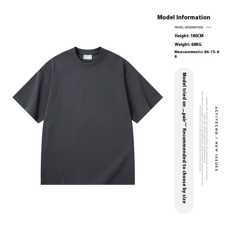 Washed Old T-shirt Men's Drop Shoulder Loose Cotton Base Shirt - MYLUXURY LANE ENTERPRISE