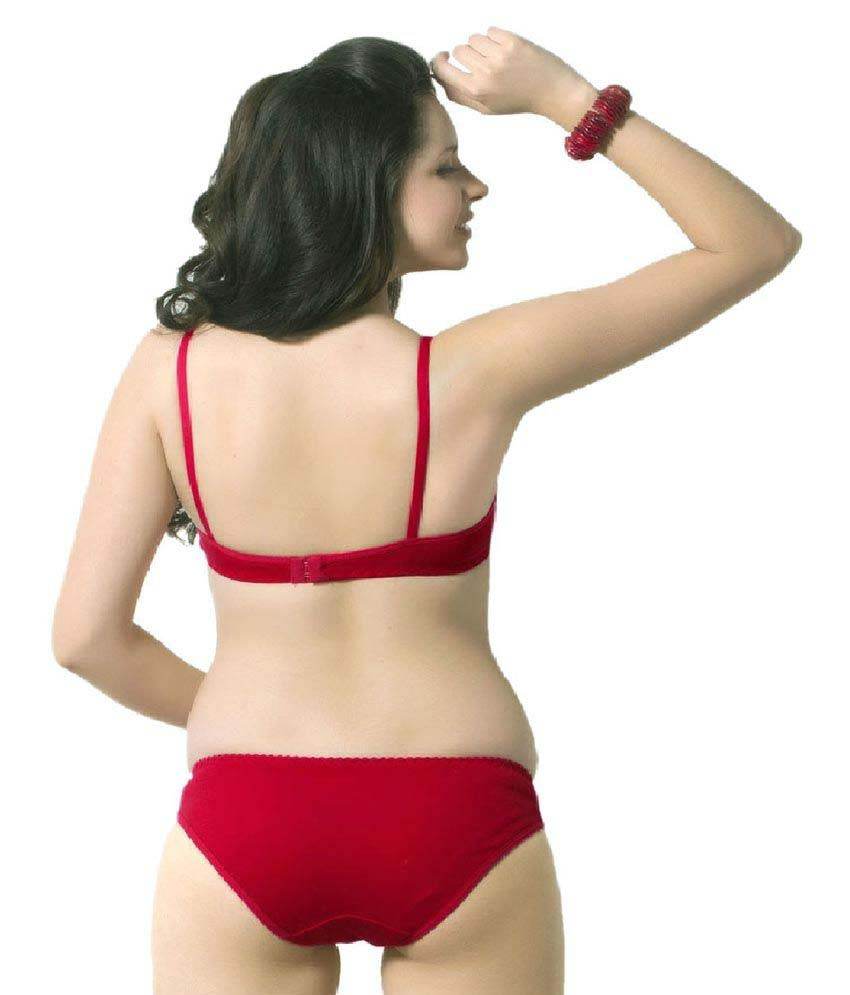 Cute Solid Red Pure Cotton Bra Panty Set - MYLUXURY LANE ENTERPRISE