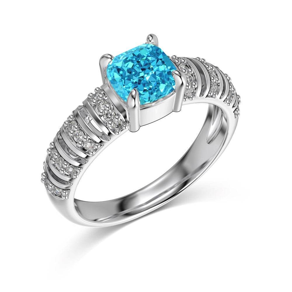 Silver S925 Ice Flower Cut 8A Round Zirconium Inlaid Hollow Design Niche Ring - MYLUXURY LANE ENTERPRISE