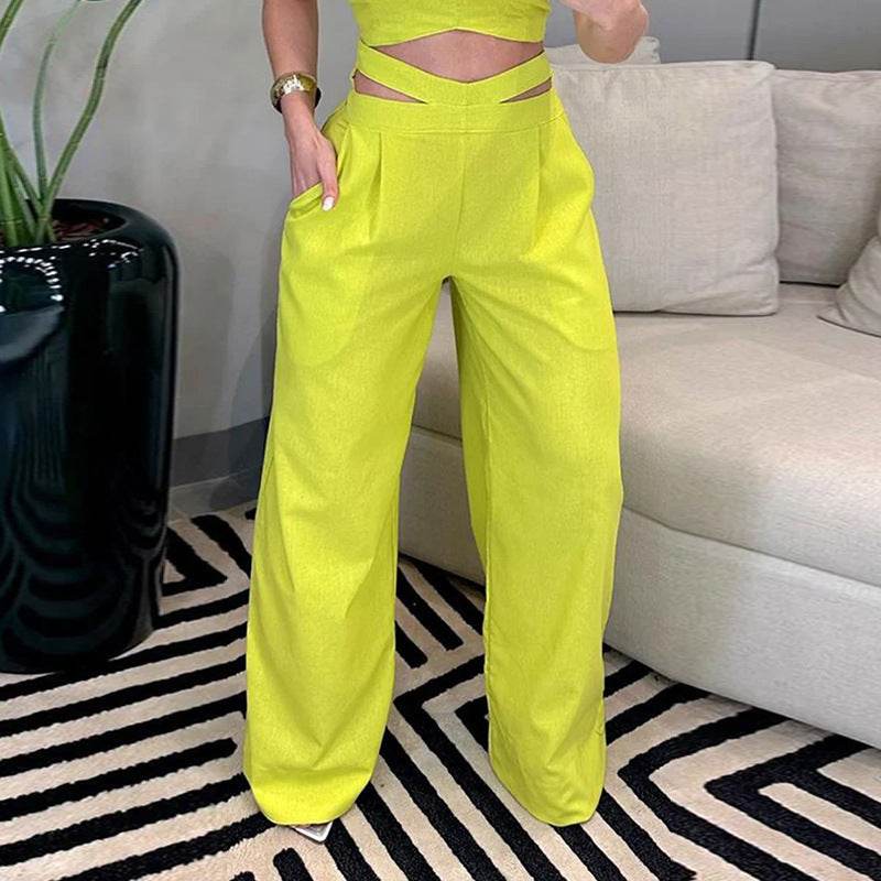 Female Fashion Hot Girl Backless Slim Fit Yellow Suit - MYLUXURY LANE ENTERPRISE