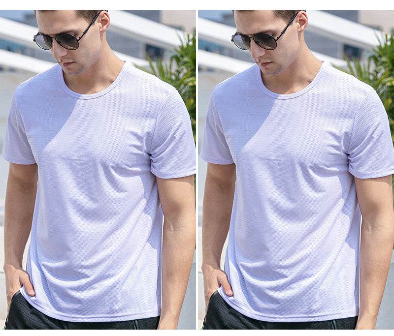 Ice Silk Short Sleeve T-shirt Men's Summer New Thin Mesh Quick Dry T-shirt Breathable Loose Large Sports Half Sleeve - MYLUXURY LANE ENTERPRISE