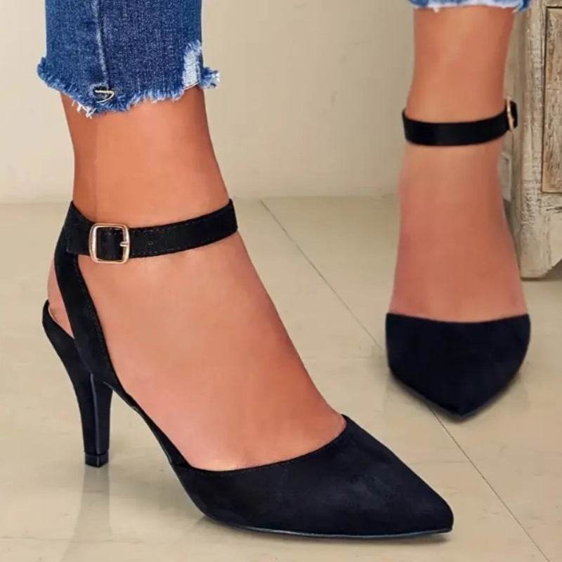 Pointed-toe Square Buckle Shoes High Heels Fashion - MYLUXURY LANE ENTERPRISE