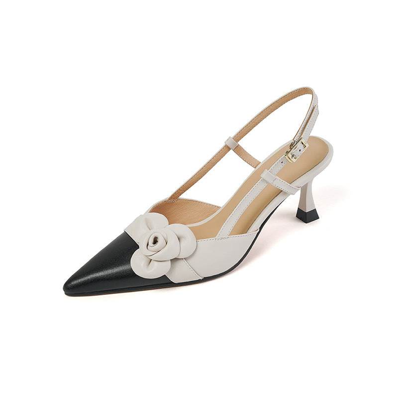 Women's Flower Pointed Toe Mid Heel Sandals - MYLUXURY LANE ENTERPRISE
