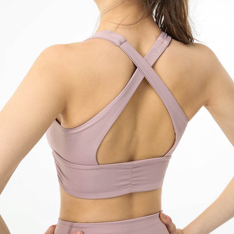 Alo Bach Yoga Cross Beautiful Back Yoga Fitness Vest Female Sense Running Shockproof Sports Bra Underwear - MYLUXURY LANE ENTERPRISE