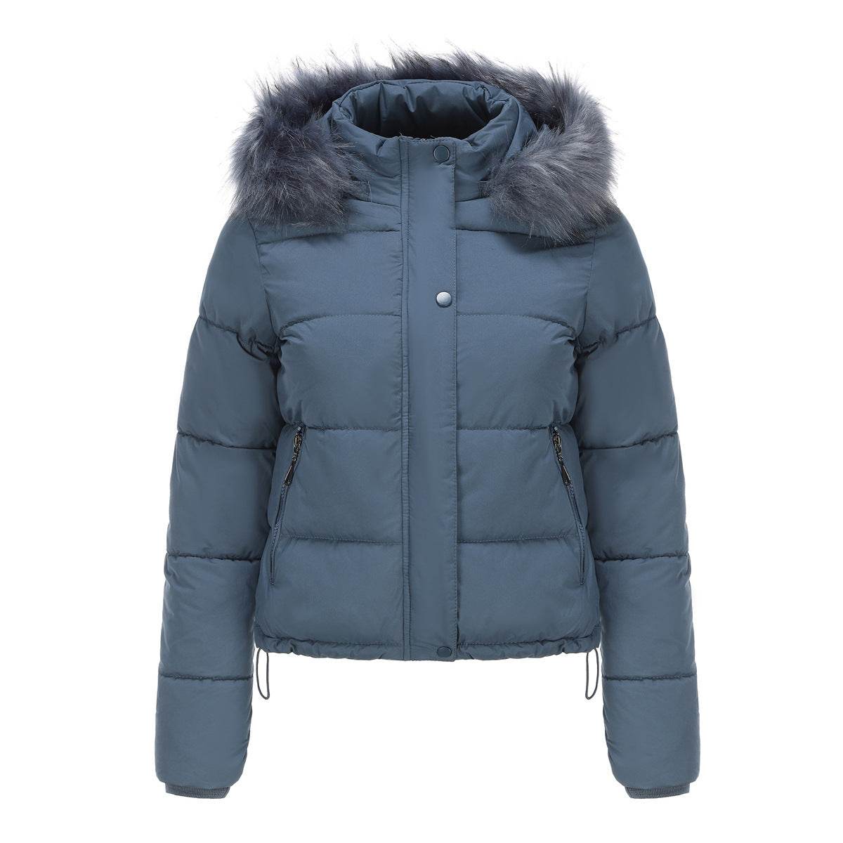 Autumn And Winter Warm Ladies Short Velvet Detachable Hat Long Sleeve Cotton Coat - MYLUXURY LANE ENTERPRISE