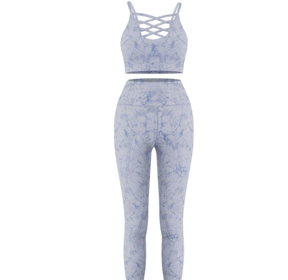 Summer Tie Dye Yoga Sets Sexy Shockproof Bra Push Up Women's Leggings - MYLUXURY LANE ENTERPRISE