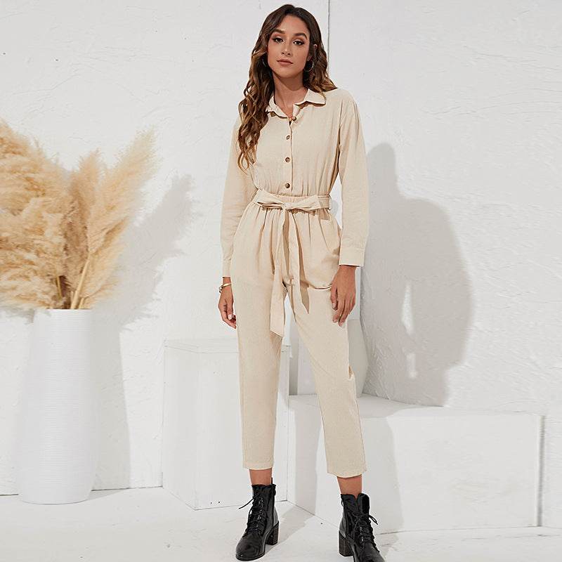 Lapel Fashion Temperament High-waisted Cropped Trousers - MYLUXURY LANE ENTERPRISE