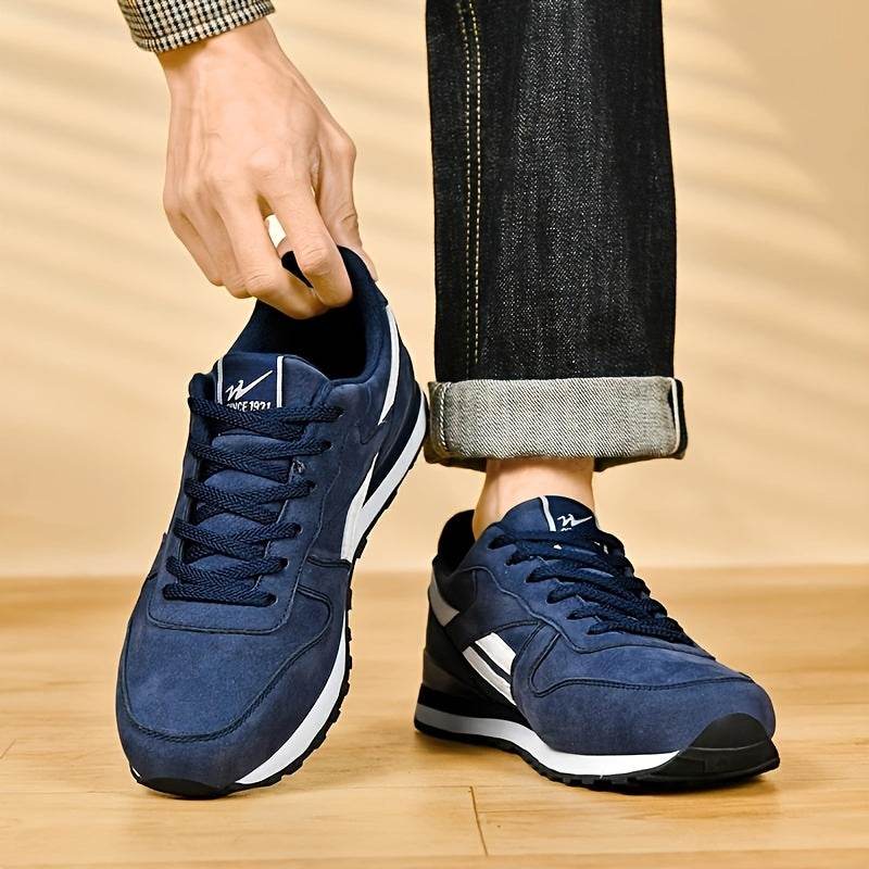 Stylish Men's Low-Top Sneakers - Breathable PU Upper, Soft Fabric Inner & Insole, Durable Rubber Sole - Comfortable, Versatile, and Water-Resistant Shoes for Daily Life, Fitness, and Casual Sports - MYLUXURY LANE ENTERPRISE