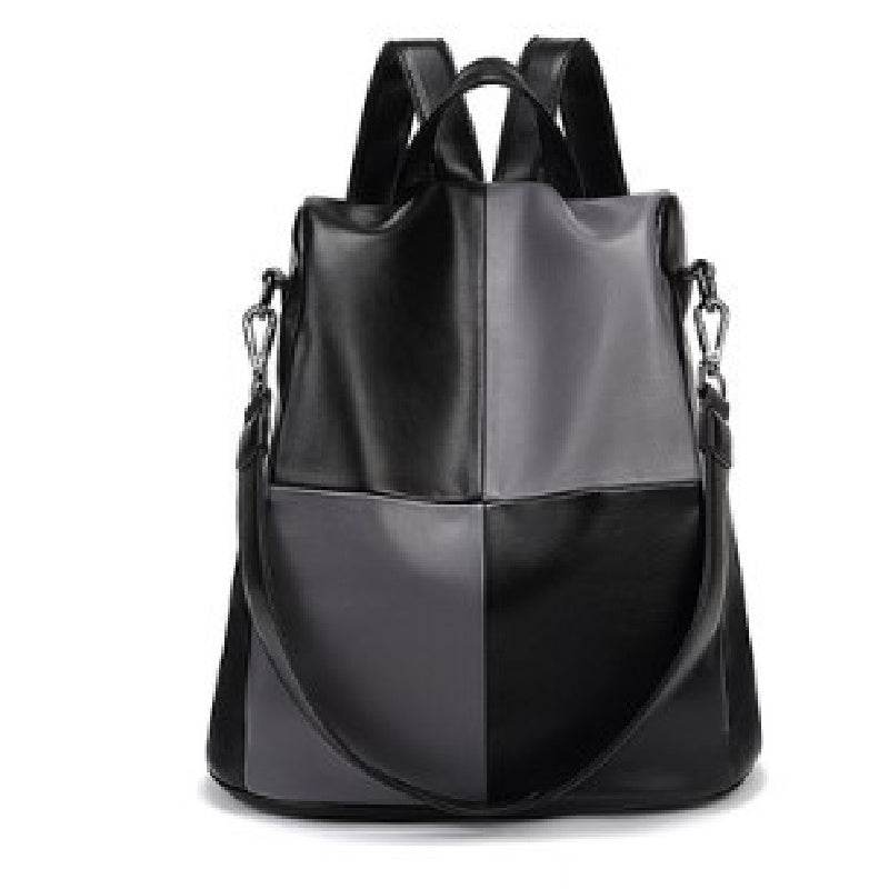 Fashion Stitching Contrast Color Soft Leather Backpack - MYLUXURY LANE ENTERPRISE