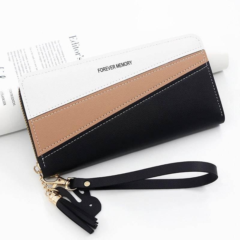 Simple Long Color Matching Fashion Coin Purse Card Holder Handbag - MYLUXURY LANE ENTERPRISE