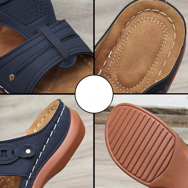 Women's Slippers Wedge Heel Round Toe Roman Shoes - MYLUXURY LANE ENTERPRISE