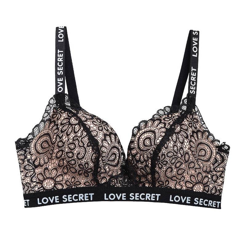 European And American Lace Seamless And No Steel Ring Gathered Thick Underwear Women's Breast Adjustment Bra Set - MYLUXURY LANE ENTERPRISE
